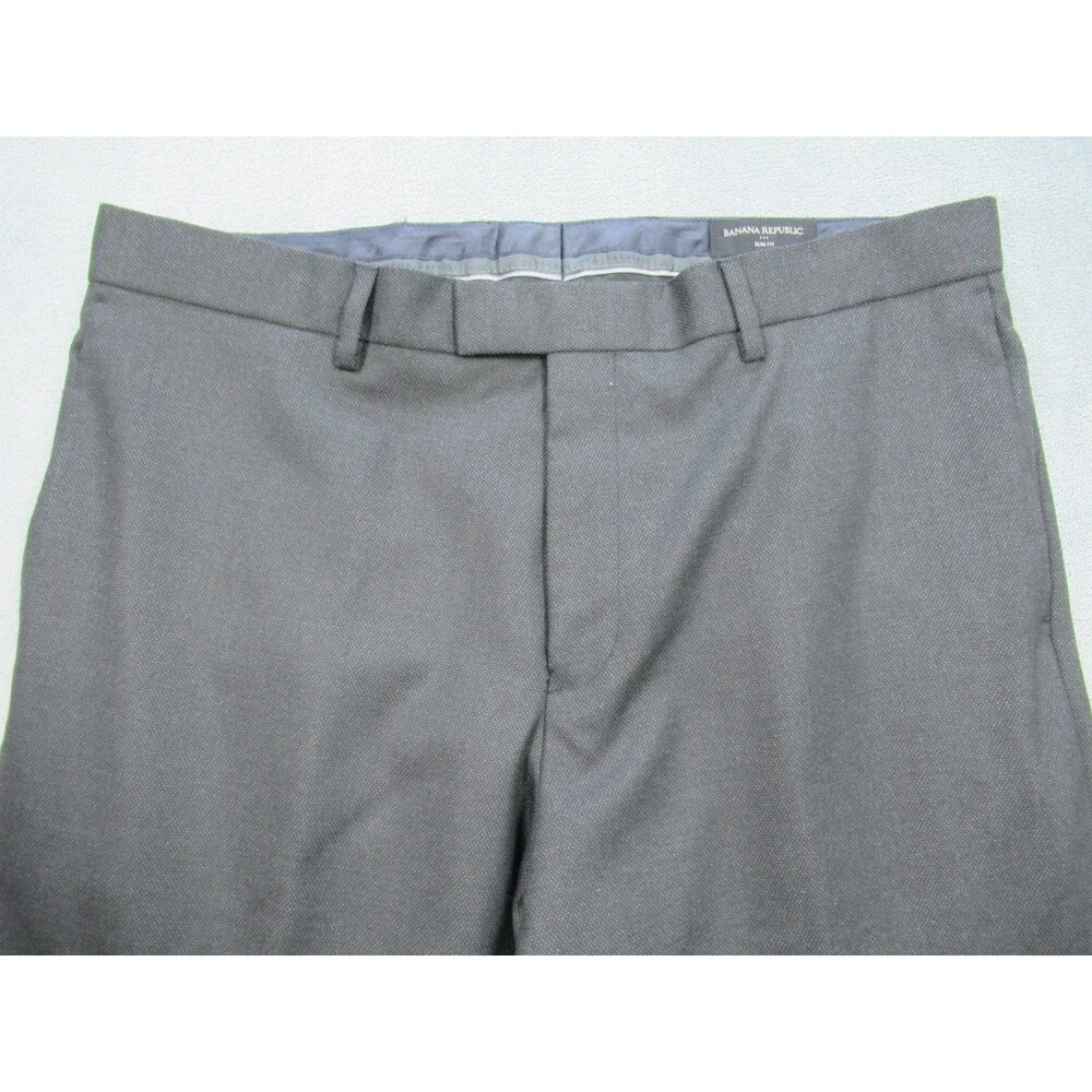 Banana Republic Dress Pants Men's 35x32 (Actual 34 x 31) Slim Fit Dark Gray